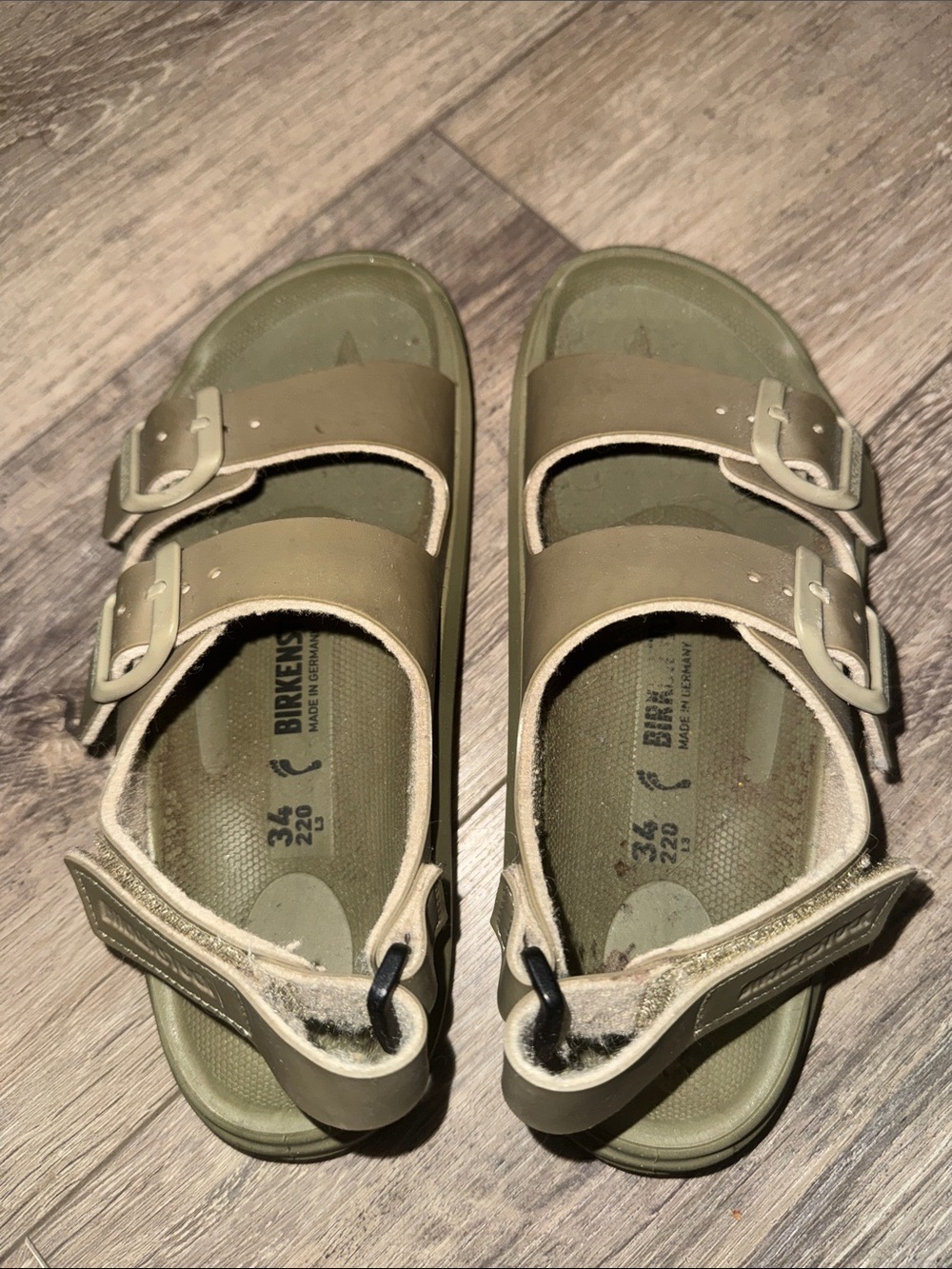 Birkenstock Kids Olive Green Double Strap Sandals